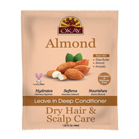 Okay Almond Leave-In Deep Conditioner Pack, Dry Hair & Scalp, 1.5 Oz, 12 Ea