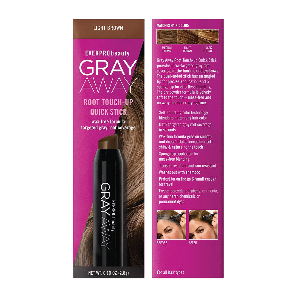 Everpro Beauty Gray Away Root Touch Up Quick Stick, Light Brown, 1 Ea