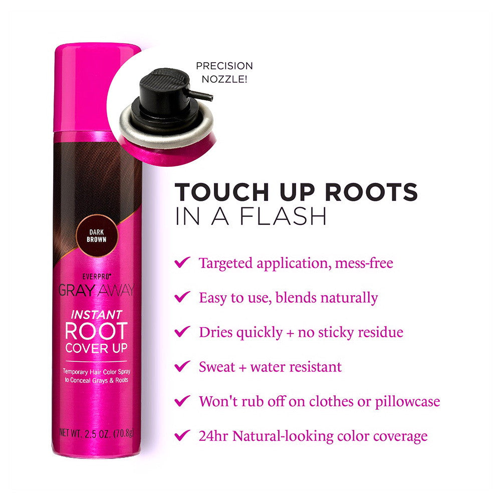 Everpro Beauty Gray Away Instant Root Cover Up, Dark Brown, 2.5 Oz