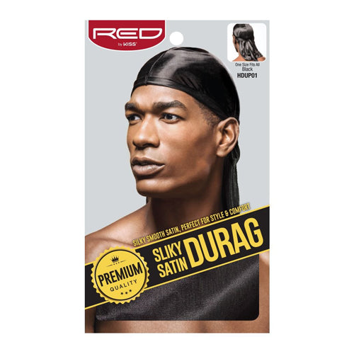 Red Kiss Premium Silky Satin Durag Mens Cap Durag Black, 1 Ea