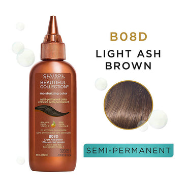Clairol Moisturizing Semi Permanent Hair Color, B08D Light Ash Brown, 3 Oz