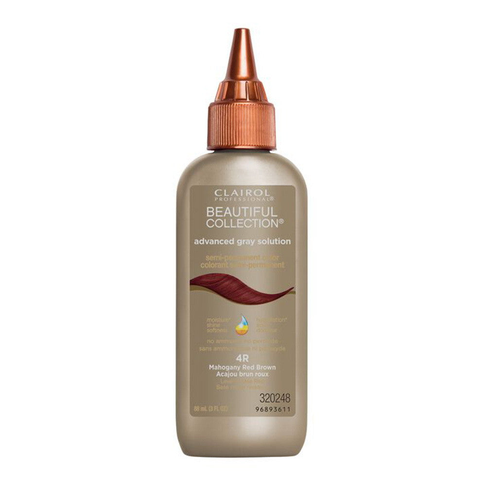Clairol Advanced Gray Solution Semi Permanent Hair Color, 4R Mahogany Red Brown, 3 Oz