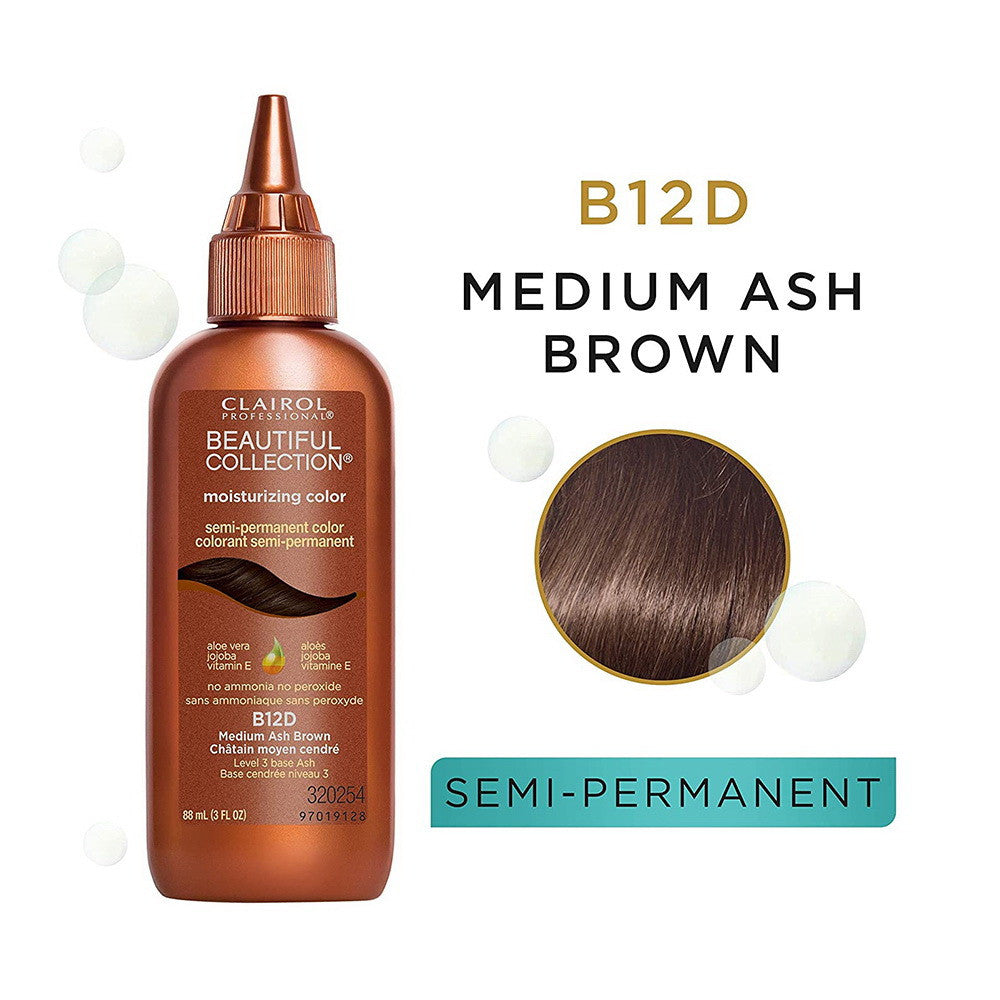 Clairol Beautiful Collection, Medium Ash Brown B12D Hair Color, 3 Oz