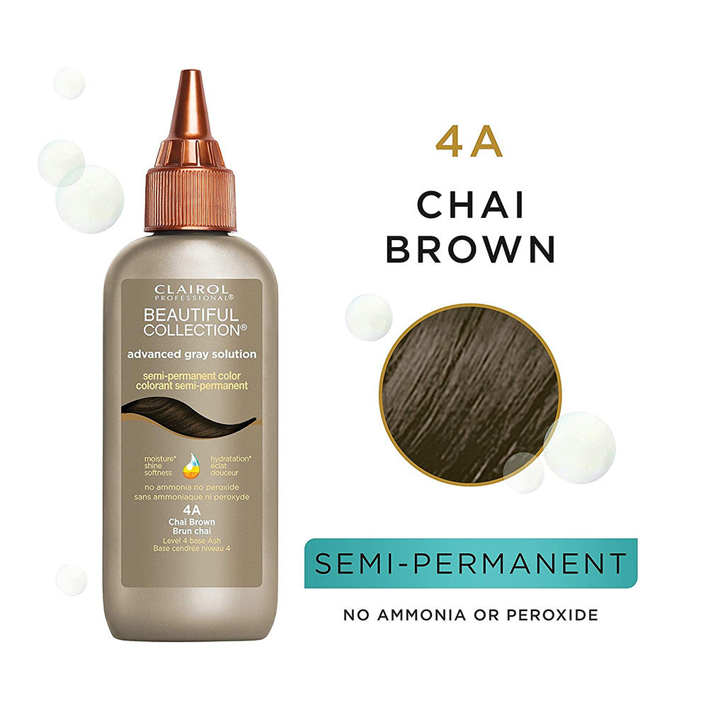 Clairol Semi Permanent Hair Color, Advanced Gray Solution, 4A Chai Brown, 3 Oz