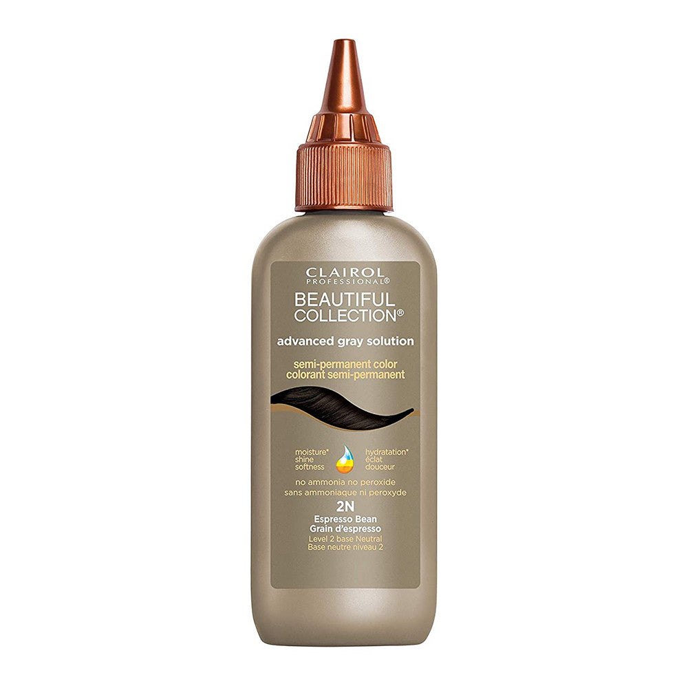 Clairol Beautiful Collection Advanced Gray Solution Semi Permanent Color, 2N Espresso Bean, 3 oz