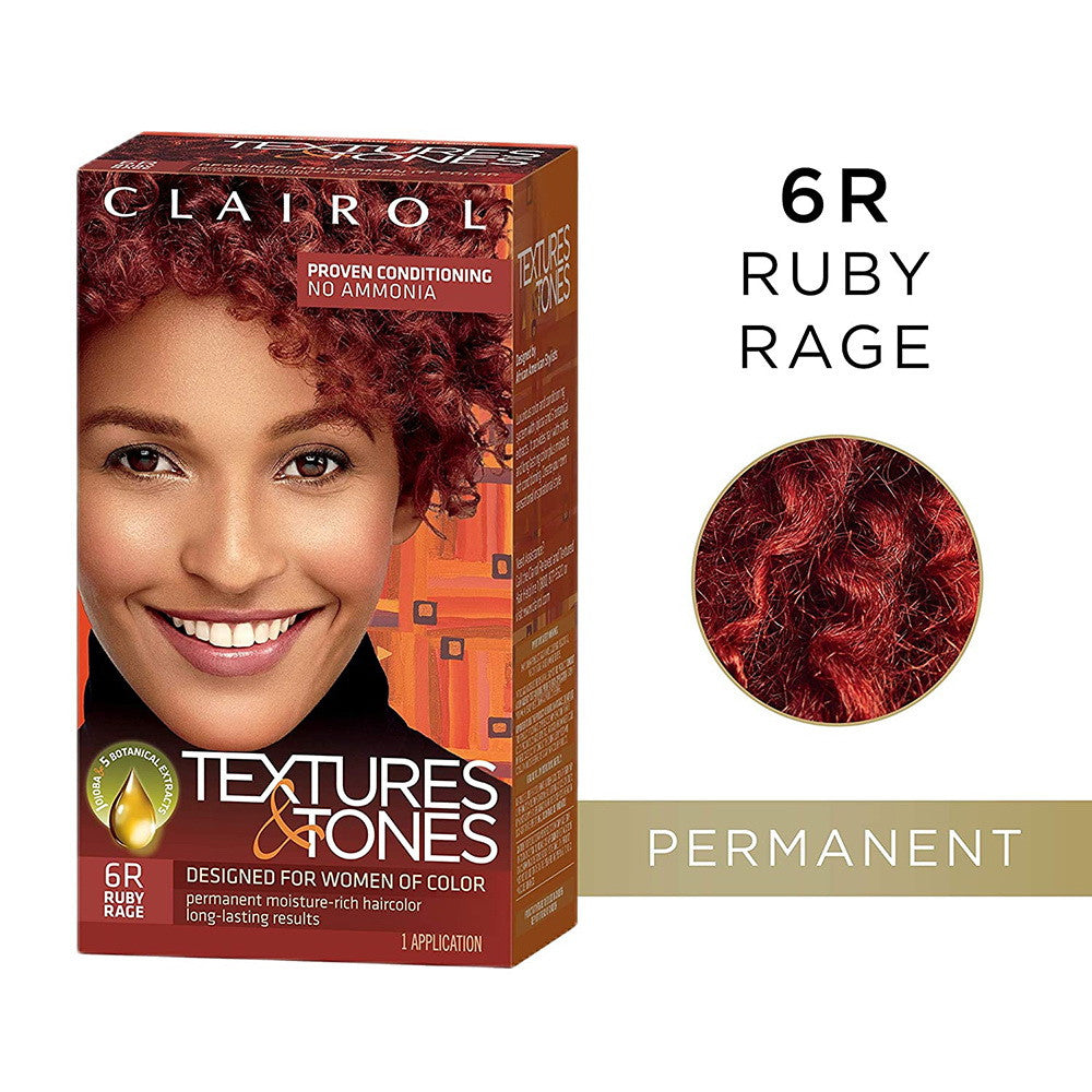 Clairol Textures & Tones Hair Color Kit, 6R Ruby Rage, 1 Ea