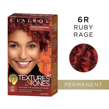 Clairol Textures & Tones Hair Color Kit, 6R Ruby Rage, 1 Ea