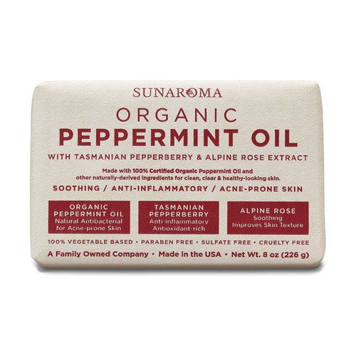 Sunaroma Organic Bar Pepper Mint Oil Soap, 8 Oz