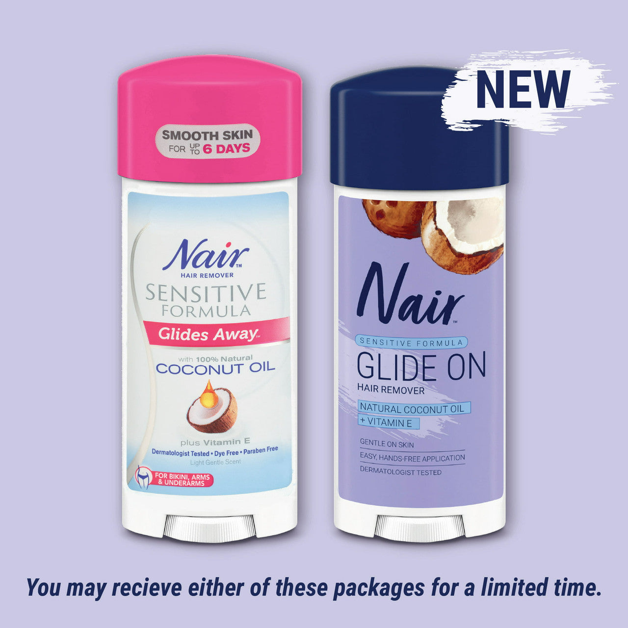 Nair Hair Remover Sensitive Glide Away Coconut Oil, 3.3 Oz