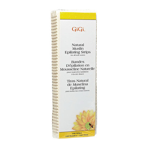 Gigi Natural Muslin Epilating Strips for All Soft Waxes, Large, 100 Ea