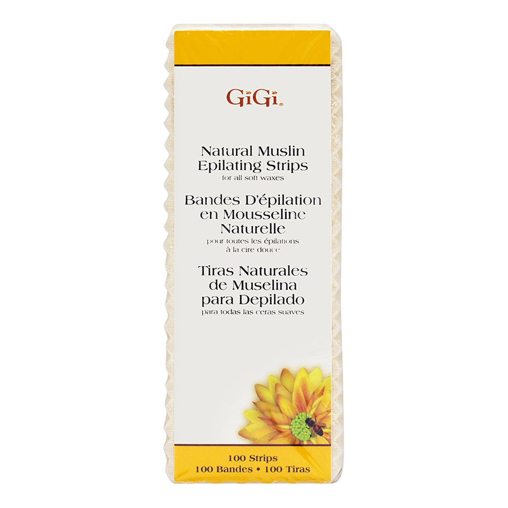 Gigi Petite Natural Muslin Depilatory Wax Strips Epilating Hair Removal, Small, 100 Ea