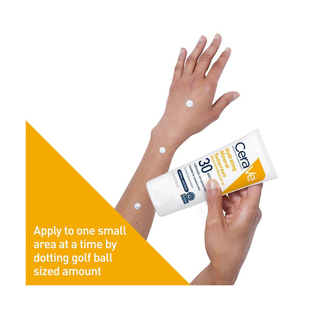 CeraVe Hydrating Mineral Body Sunscreen Lotion SPF 30 with Zinc Oxide, 5 Oz