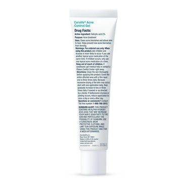 CeraVe Salicylic Acid Acne Control Gel, Acne Treatment for Face, 1.35 Oz