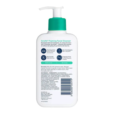 CeraVe Foaming Face Wash Facial Cleanser for Normal to Oily Skin, 8 Oz