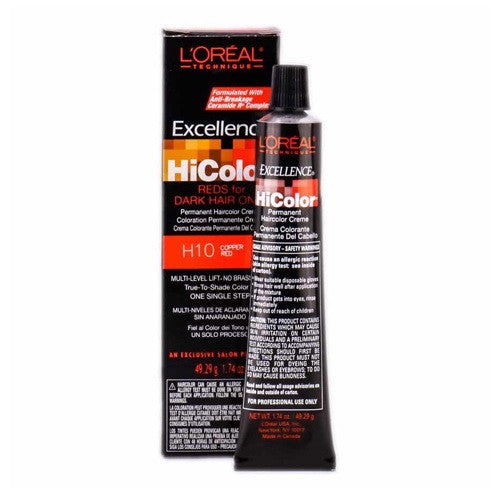 Loreal Excellence Hicolor H10 Tube Copper Red Hair color, 1.74 Oz
