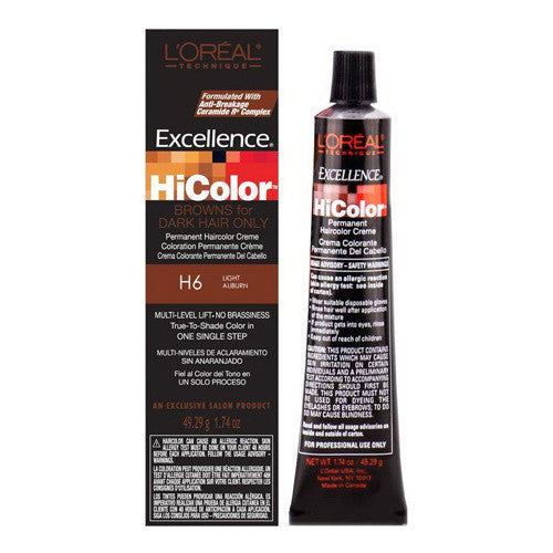 Loreal Excel Hicolor H6 Tube Light Auburn Hair color, 1.74 Oz