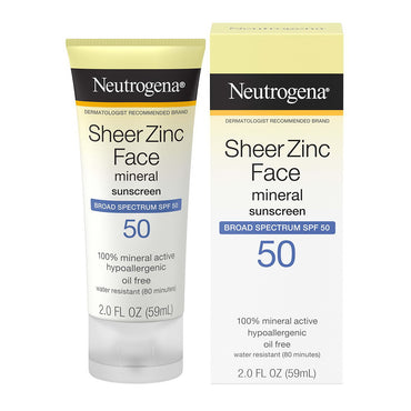 Neutrogena Sheer Zinc Face Sunscreen with SPF 50, 2 Oz