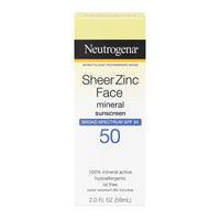 Neutrogena Sheer Zinc Face Sunscreen with SPF 50, 2 Oz