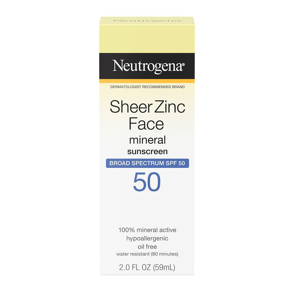 Neutrogena Sheer Zinc Face Sunscreen with SPF 50, 2 Oz