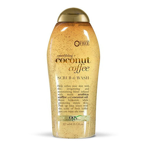 Ogx Smoothing Plus Coconut Coffee Body Scrub and Wash, 19.5 Oz