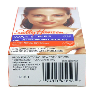 Sally Hansen Hair Remover Wax Strip Kit for Face, 18 Ea