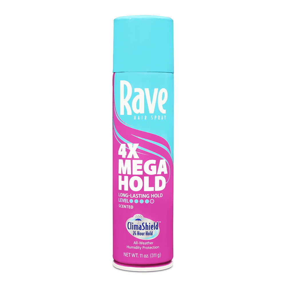 Rave 4X Mega Humidity Resistant Aerosol Hair Spray, 11 Oz