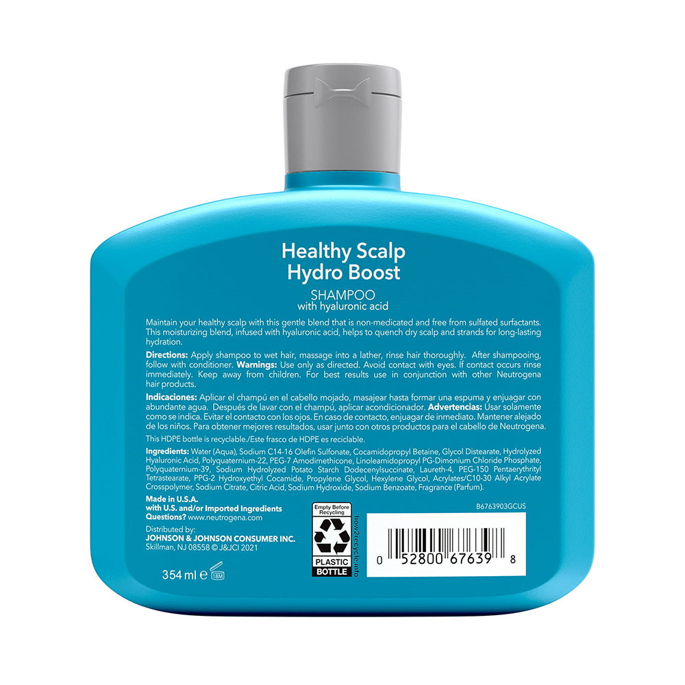 Neutrogena Hydrating Shampoo for Dry Scalp And Hair with Hyaluronic Acid, 12 Oz