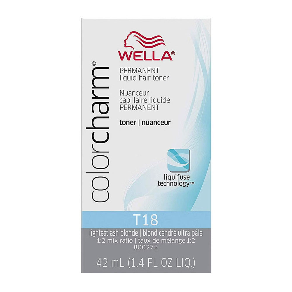 Wella Color Charm Permanent Liquid Hair Toner, T18 Shade Lightest Ash Blonde, 1.4 Oz