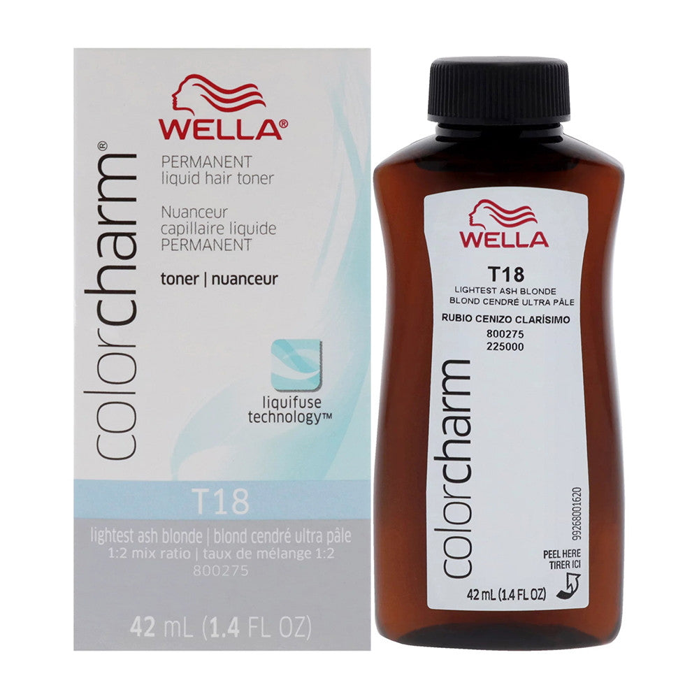 Wella Color Charm Permanent Liquid Hair Toner, T18 Shade Lightest Ash Blonde, 1.4 Oz