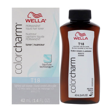 Wella Color Charm Permanent Liquid Hair Toner, T18 Shade Lightest Ash Blonde, 1.4 Oz