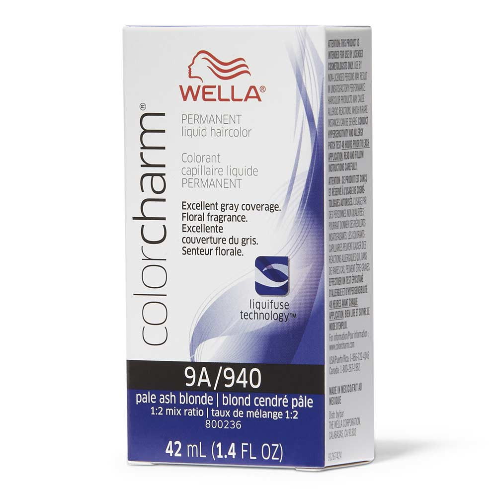 Wella Color Charm Liquid Permanent Hair Color 9A by 940 Pale Ash Blonde Shade, 1.4 Oz