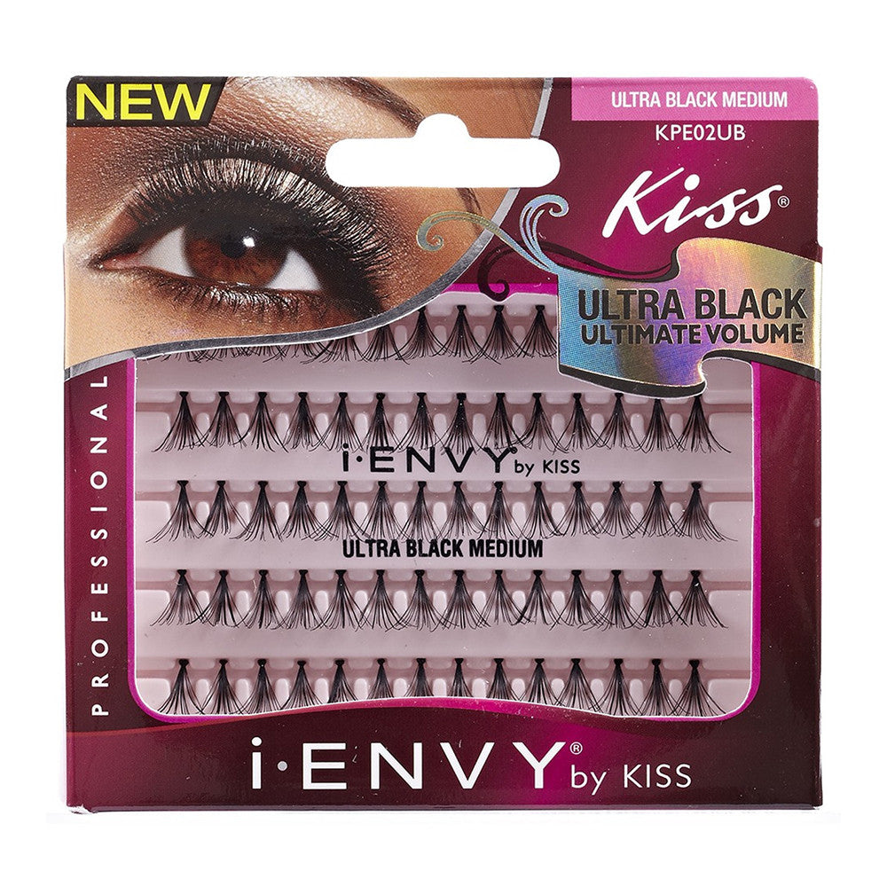 Kiss I Envy Ultra Black Flare Medium Individual Lashes, 70 Ea