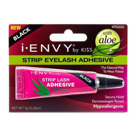 Kiss I Envy Strip Eyelash Adhesive with Aloe, Black, 0.25 Oz