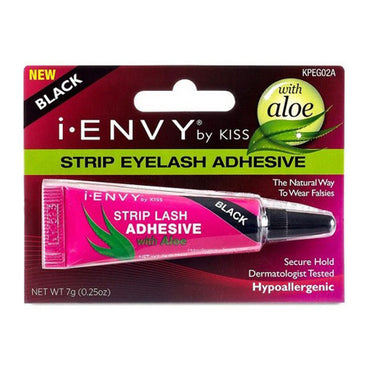 Kiss I Envy Strip Eyelash Adhesive with Aloe, Black, 0.25 Oz