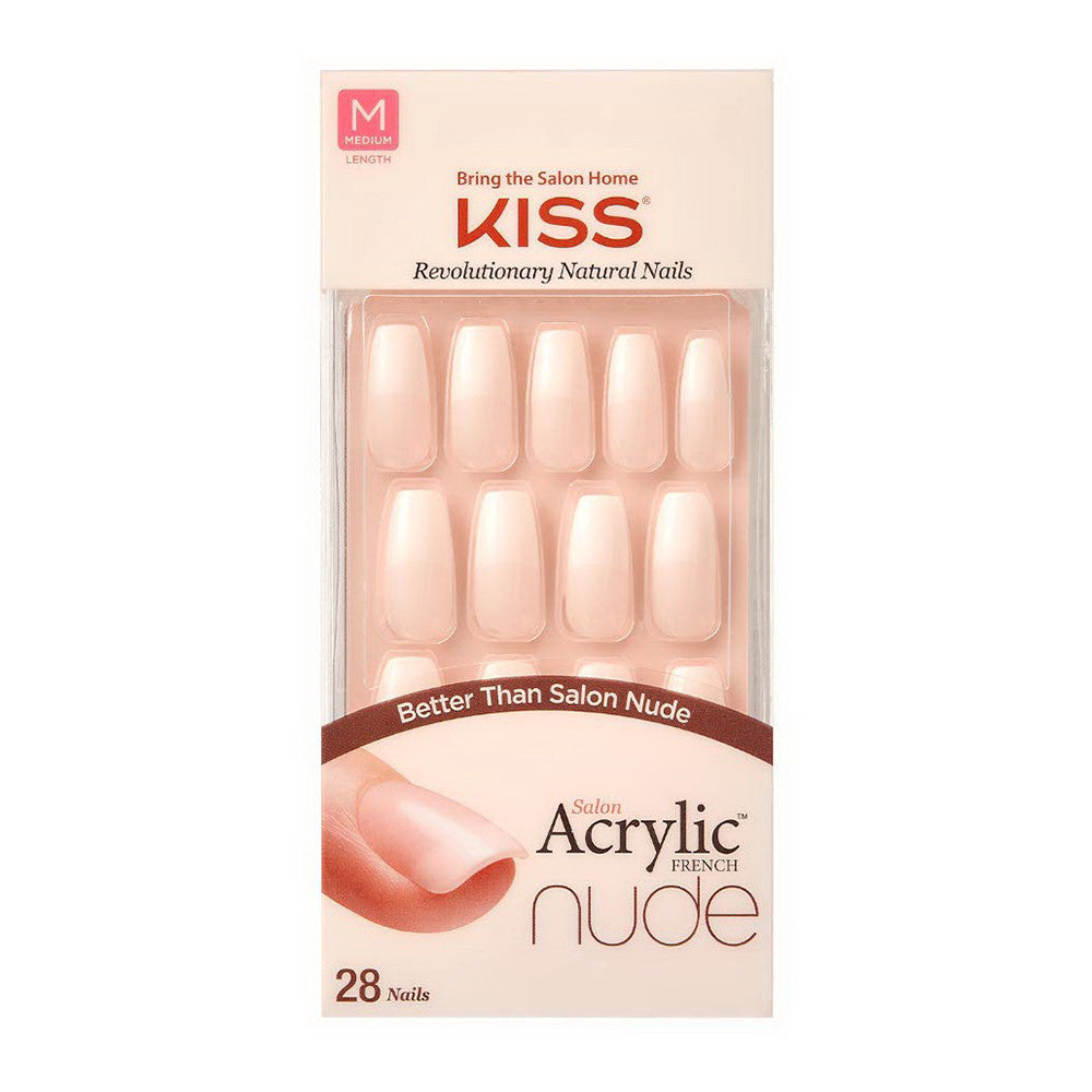 Kiss Salon Acrylic Nude French False Nail Kit, Leilani, 1 Ea