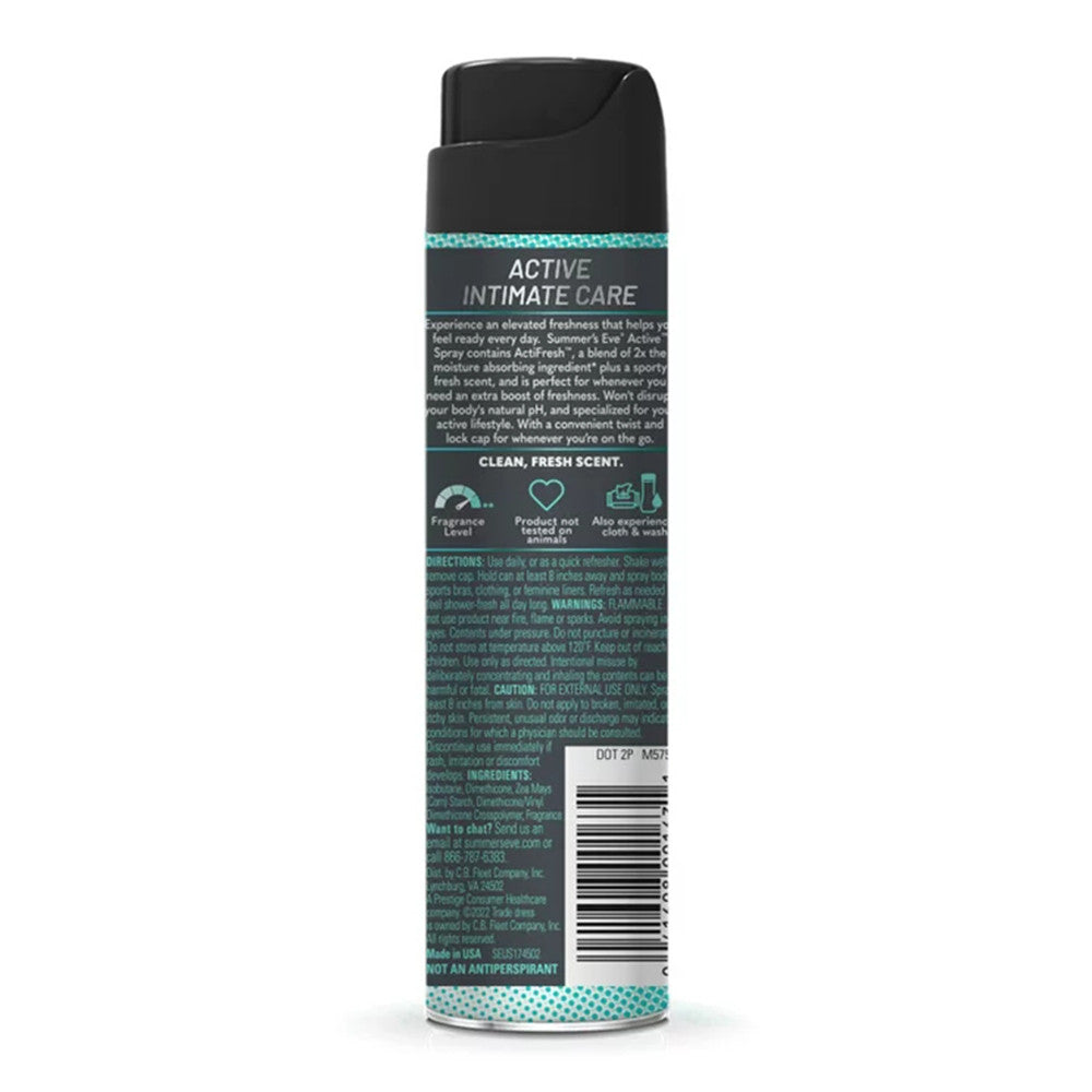 Summers Eve Active Daily Perfomance Feminine Spray, pH balanced, 2 Oz