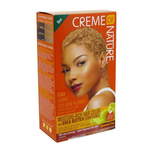 Creme Of Nature Moisture Rich Hair Color, #C42 Light Golden Blonde, 1 Ea
