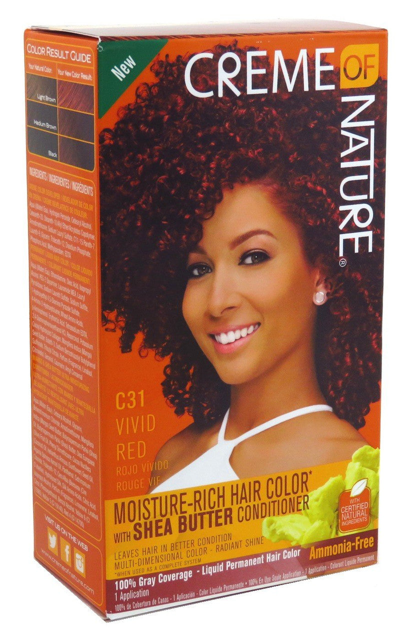 Creme of Nature Moisture Rich Hair Color Kit, Vivid Red, 1 Ea