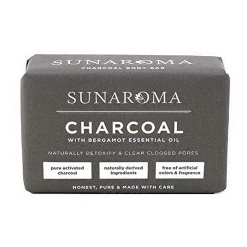 Sunaroma Bath Soap Charcoal With Bergamot Oil, 8 Oz