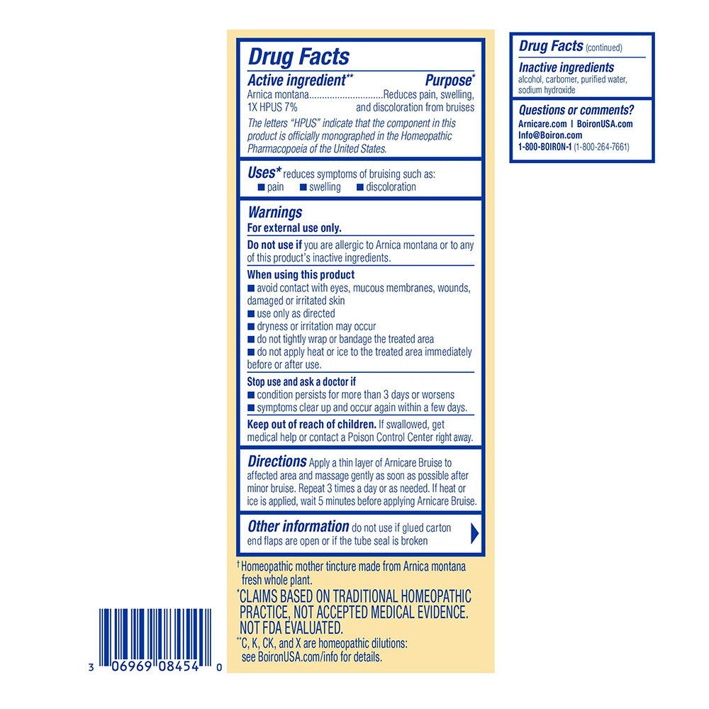 Boiron Arnicare Bruise Homeopathic Relief Gel, 1.5 Oz