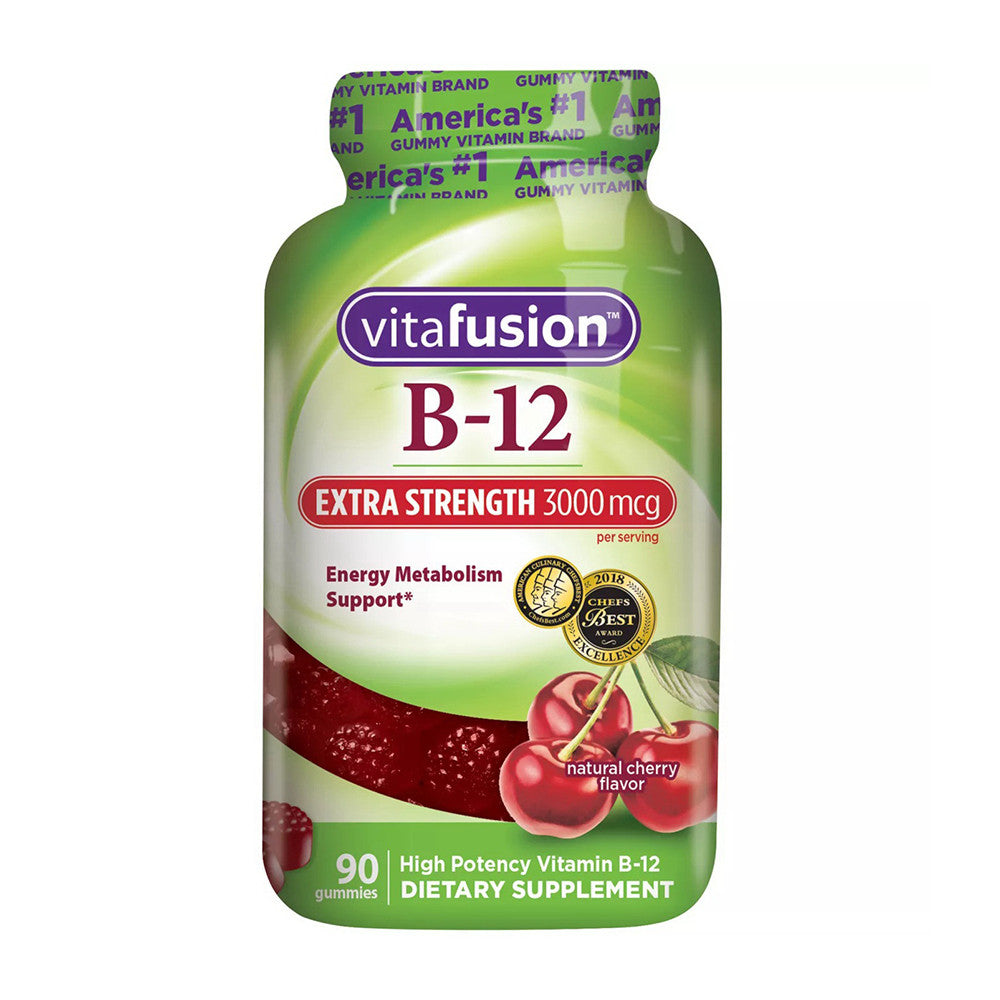Vitafusion Vitamin B12 Extra Strength 3000 Mcg Gummies, Natural Cherry Flavor, 90 Ea