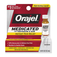 Orajel Medicated For Toothache and Gum Liquid, 0.45 Oz