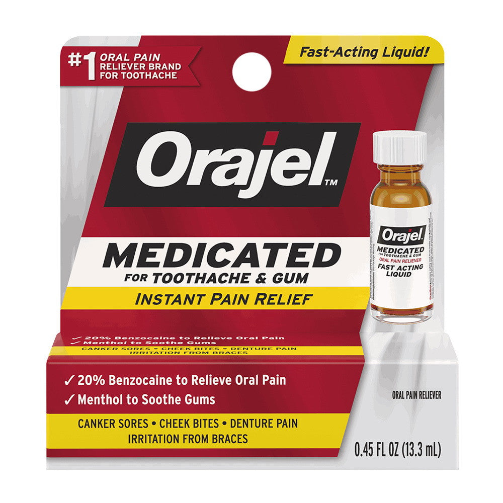 Orajel Medicated For Toothache and Gum Liquid, 0.45 Oz