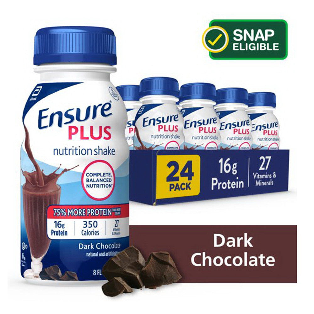 Ensure Plus Nutrition Rich Dark Chocolate Shake Bottle, 8 Oz - 24 Pack
