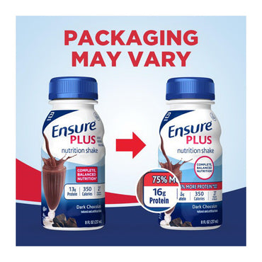 Ensure Plus Nutrition Rich Dark Chocolate Shake Bottle, 8 Oz - 24 Pack