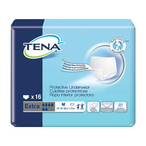 Tena Protective Extra Absorbency, Pull-Ons - Disposable Adult Diapers, Medium, 16 Ea, 4 Pack