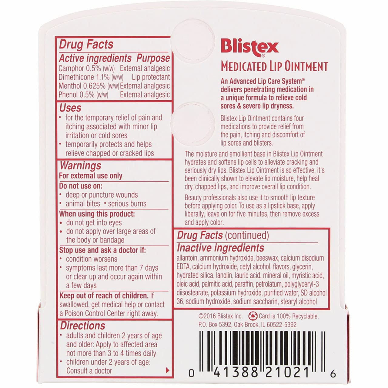 Blistex Medicated Lip Ointment Tube, 0.21 Oz