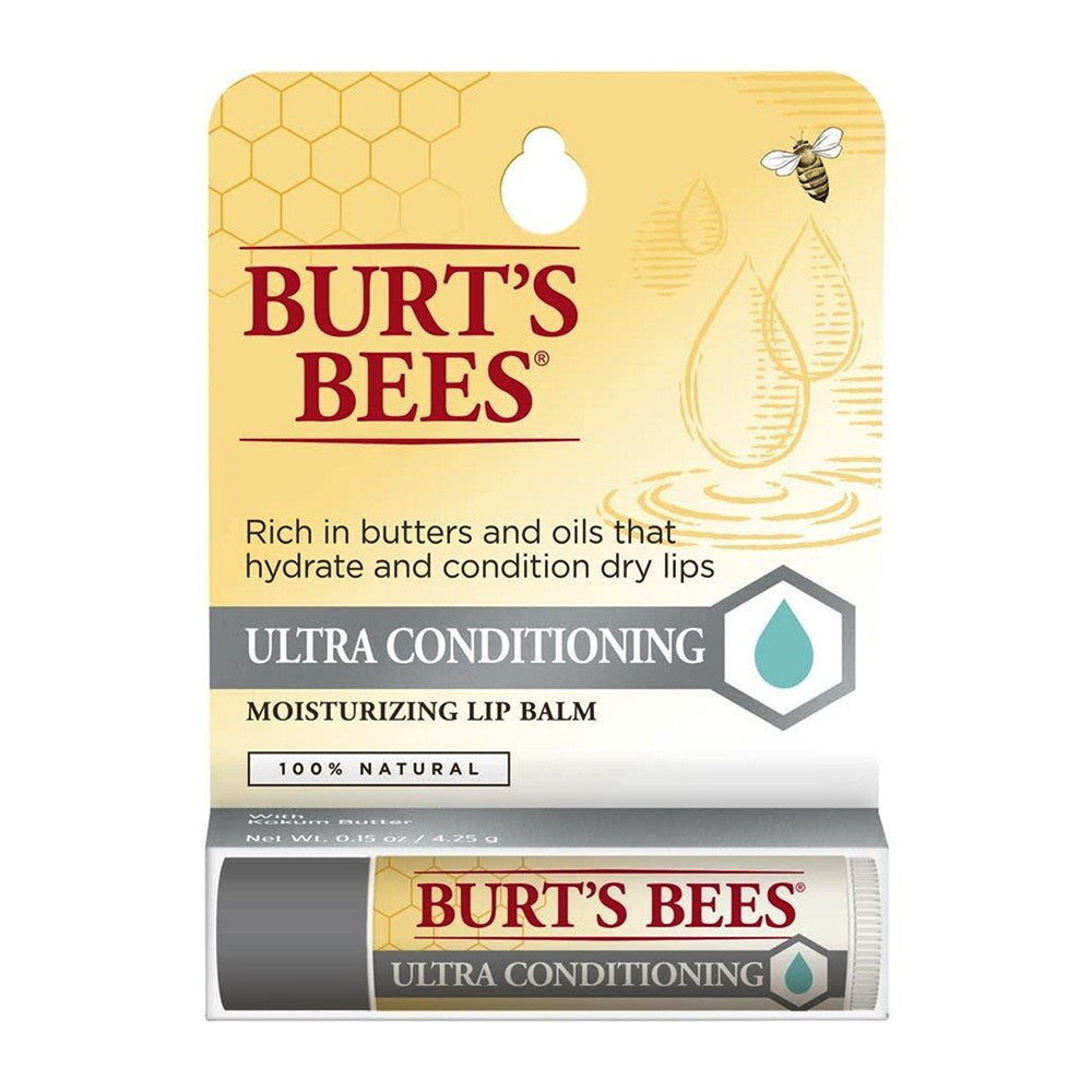 Burts Bees 100% Natural Moisturizing Lip Balm, Ultra Conditioning with Kokum Butter, 1 Ea