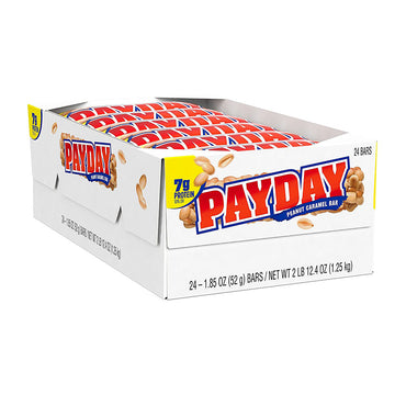 Hersheys Payday Peanut Caramel Candy Bar, 1.85 Oz, 24 Pack