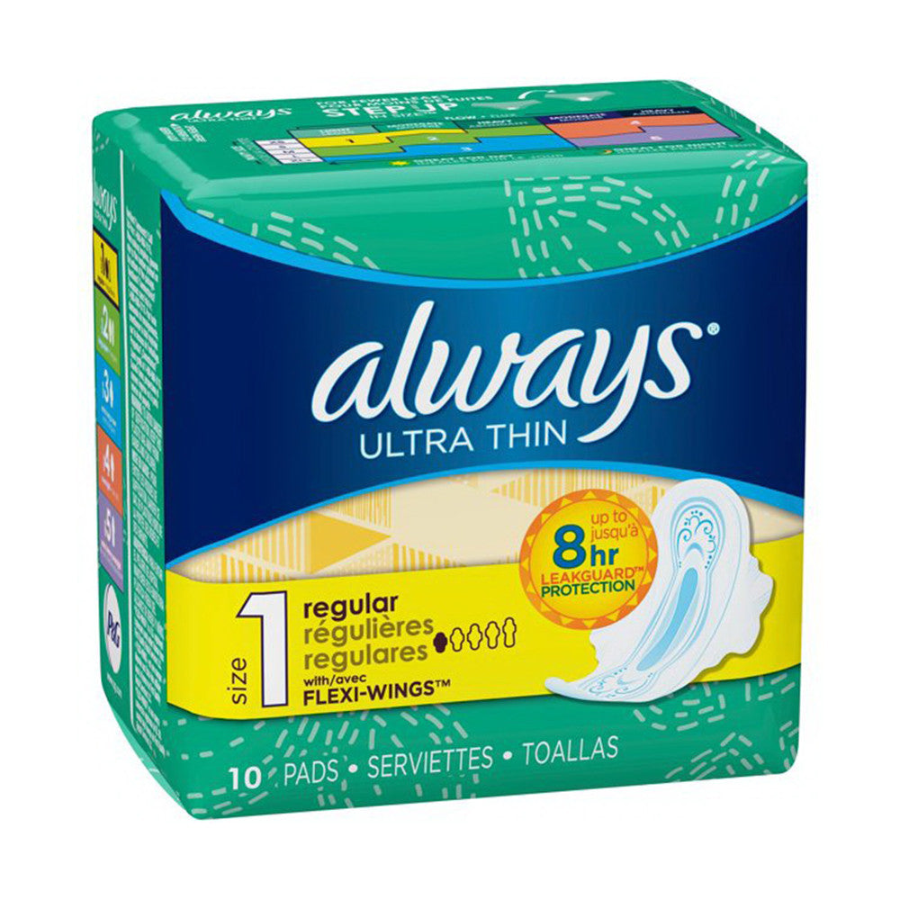 Always Ultra Thin Maxi Pads With Flexi-Wings, Regular - 10 Ea